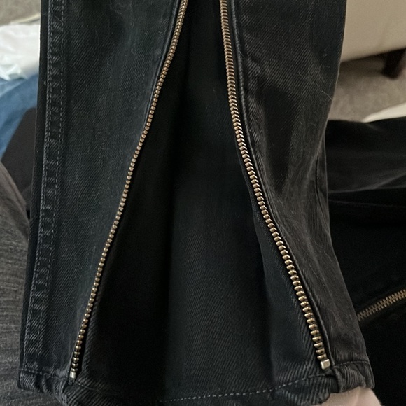 NEW BOYISH BLACK HIGH RISE ZIPPER FRONT STRAIGHT LEG JEANS 27 - Picture 5 of 5